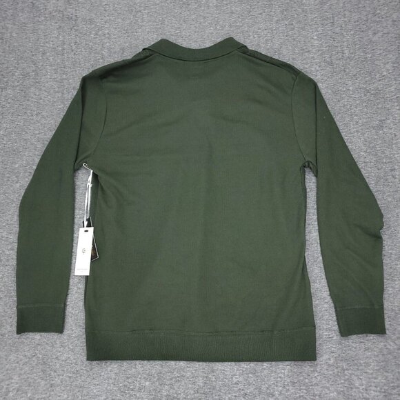 Craft + Flow Sweater Polo Mens Large Green Thyme Cable Knit Long Sleeve - Picture 8 of 11